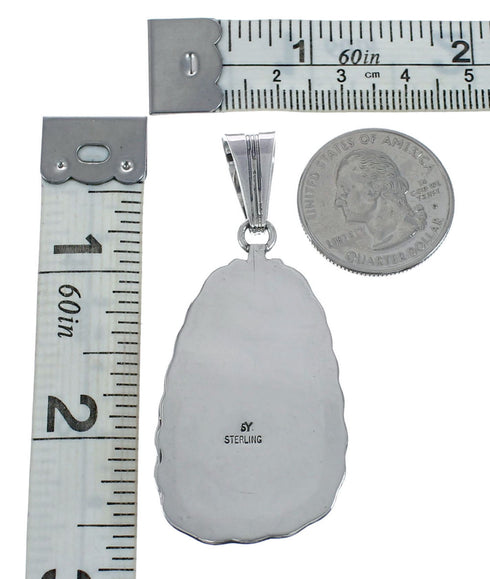 Genuine Sterling Silver Turquoise Navajo Pendant AX128844